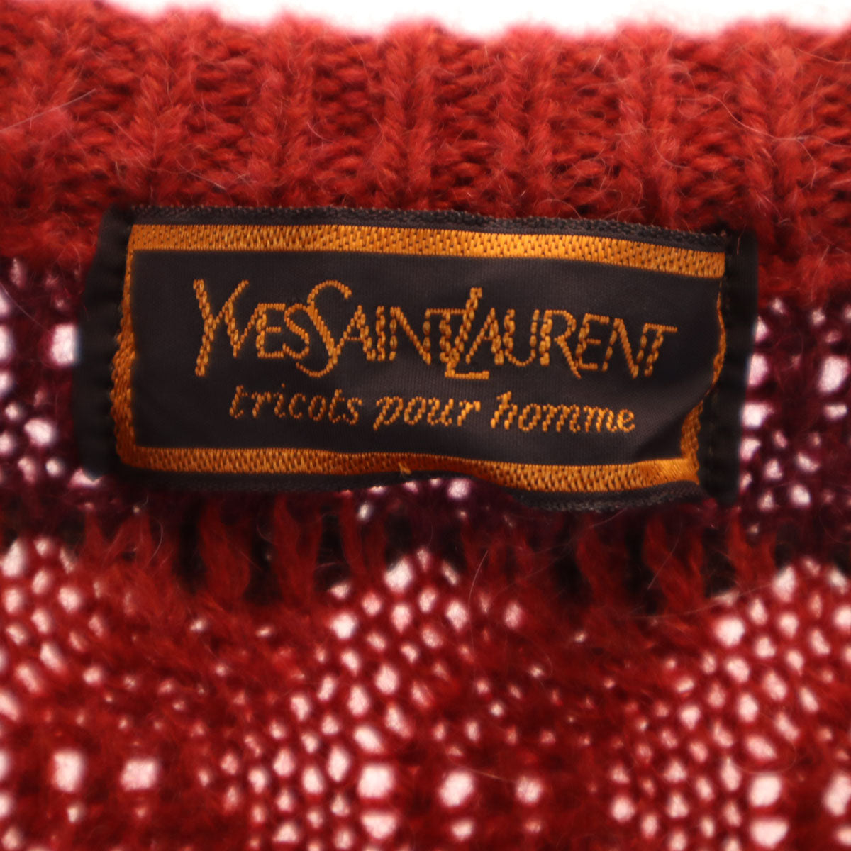 YVES SAINT LAURENT イヴサンローラン 90s オールド ボーダー柄 長袖 セーター L レッド ニット メンズ