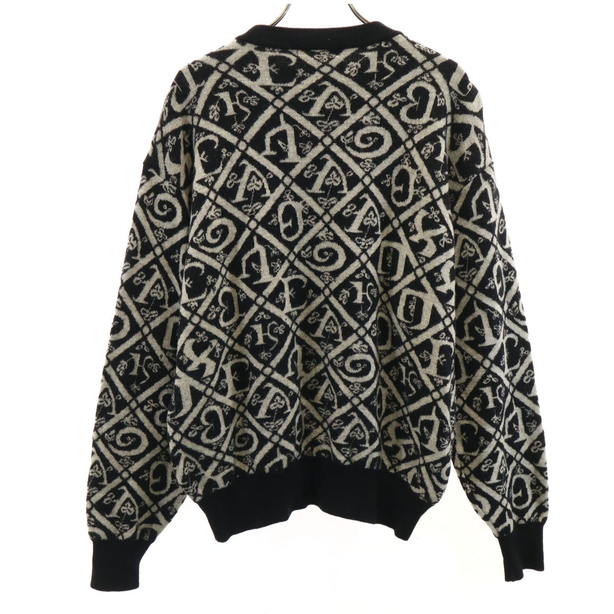 YVES SAINT LAURENT イヴサンローラン 90s オールド 総柄 長袖 セーター L ブラック ニット レディース