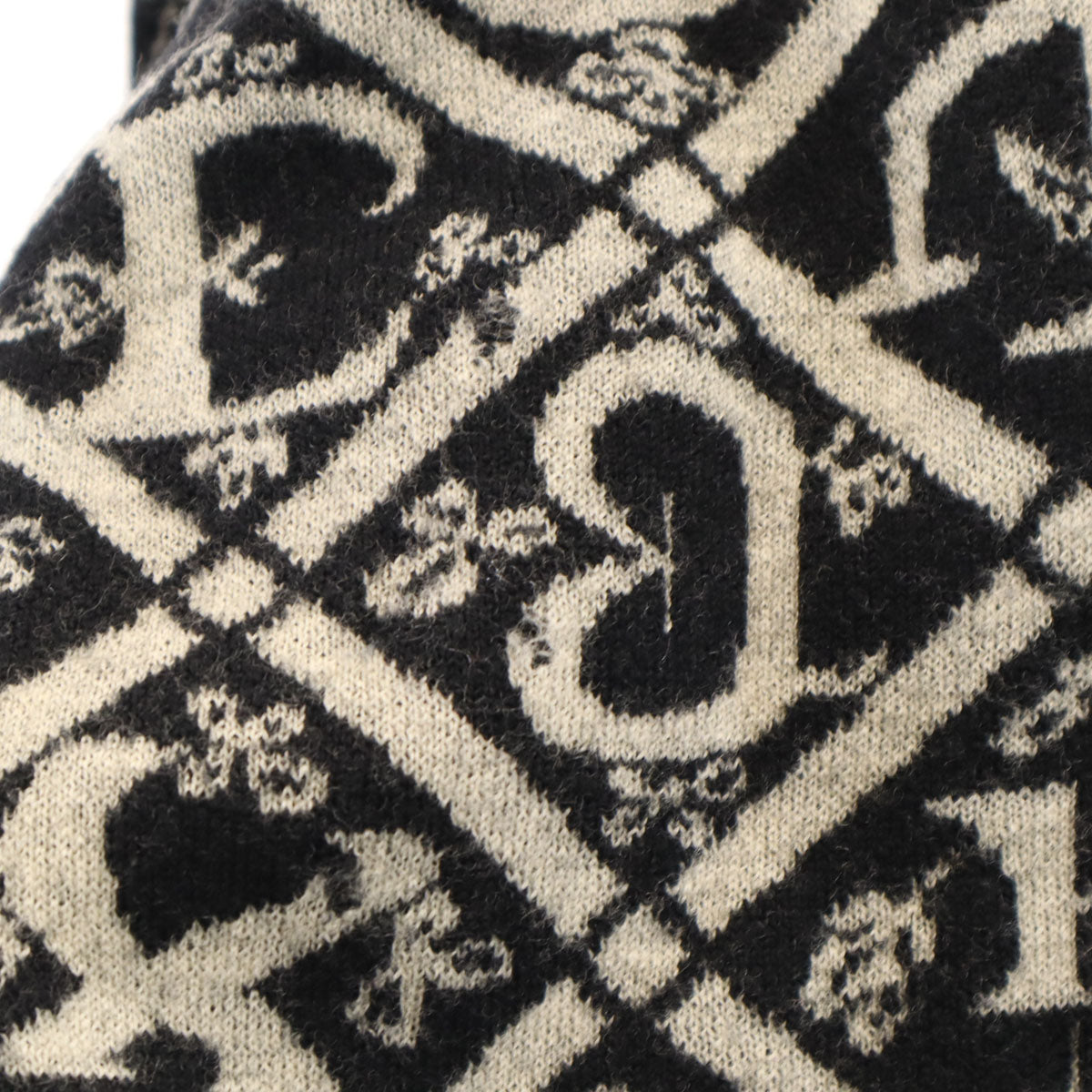 YVES SAINT LAURENT イヴサンローラン 90s オールド 総柄 長袖 セーター L ブラック ニット レディース
