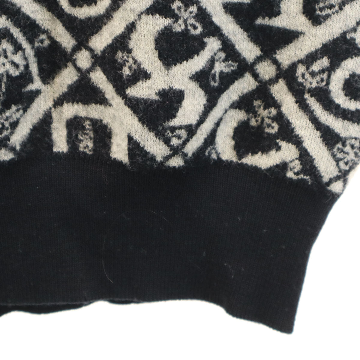 YVES SAINT LAURENT イヴサンローラン 90s オールド 総柄 長袖 セーター L ブラック ニット レディース