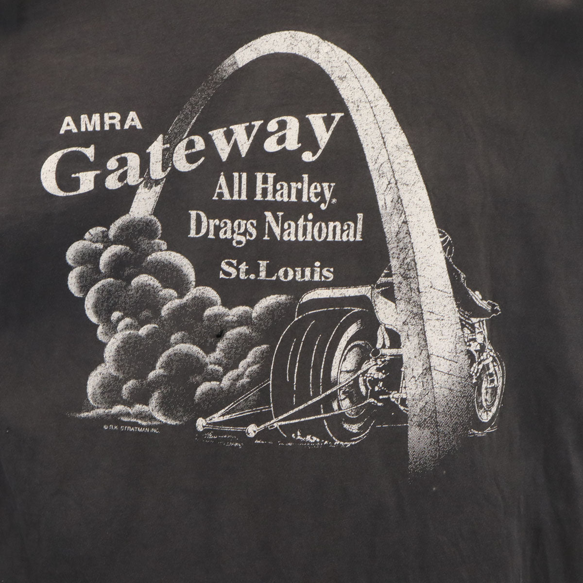 Hanes ヘインズ 80s 90s USA製 オールド GATEWAY バイク 半袖 Tシャツ L チャコールグレー シングルステッチ メンズ