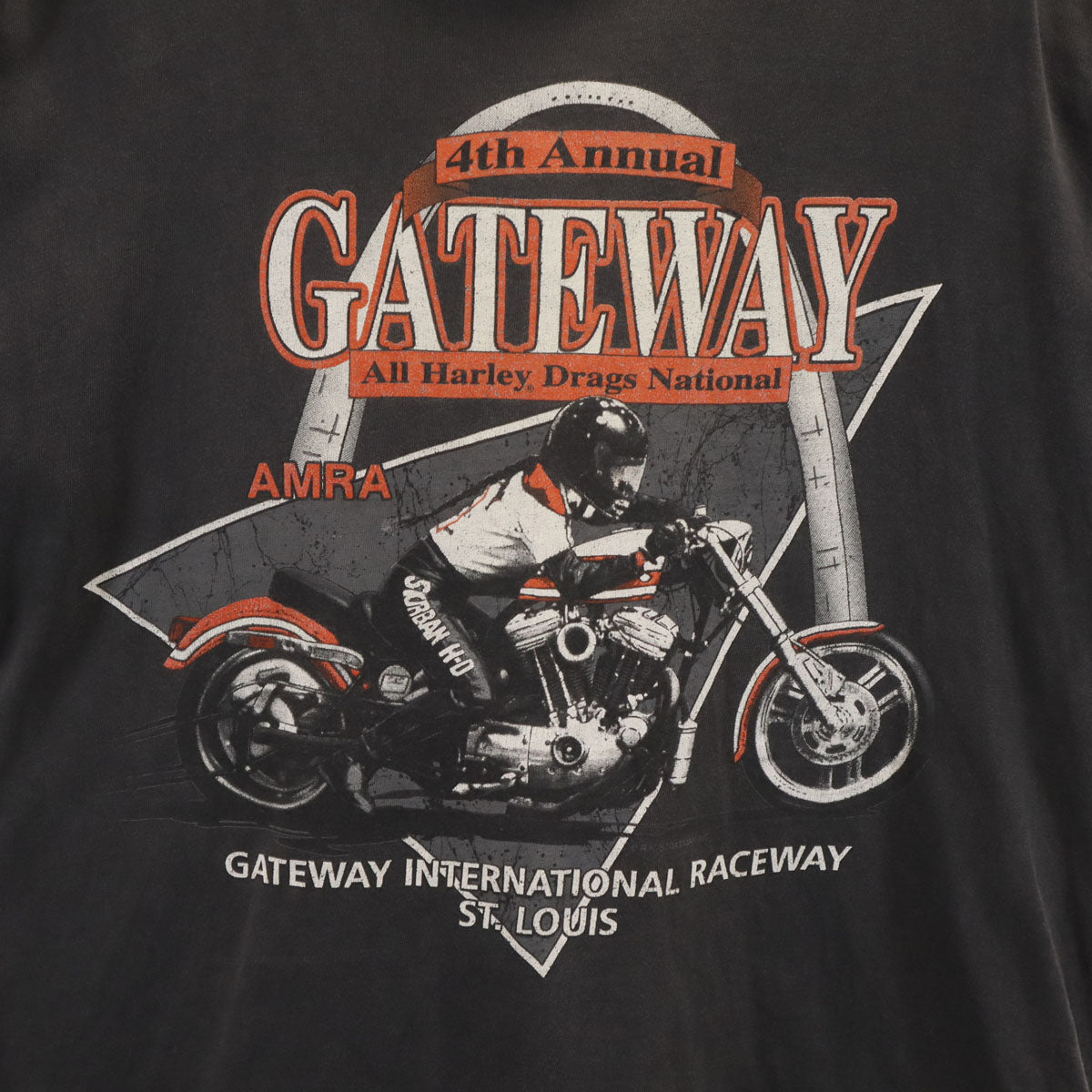 Hanes ヘインズ 80s 90s USA製 オールド GATEWAY バイク 半袖 Tシャツ L チャコールグレー シングルステッチ メンズ