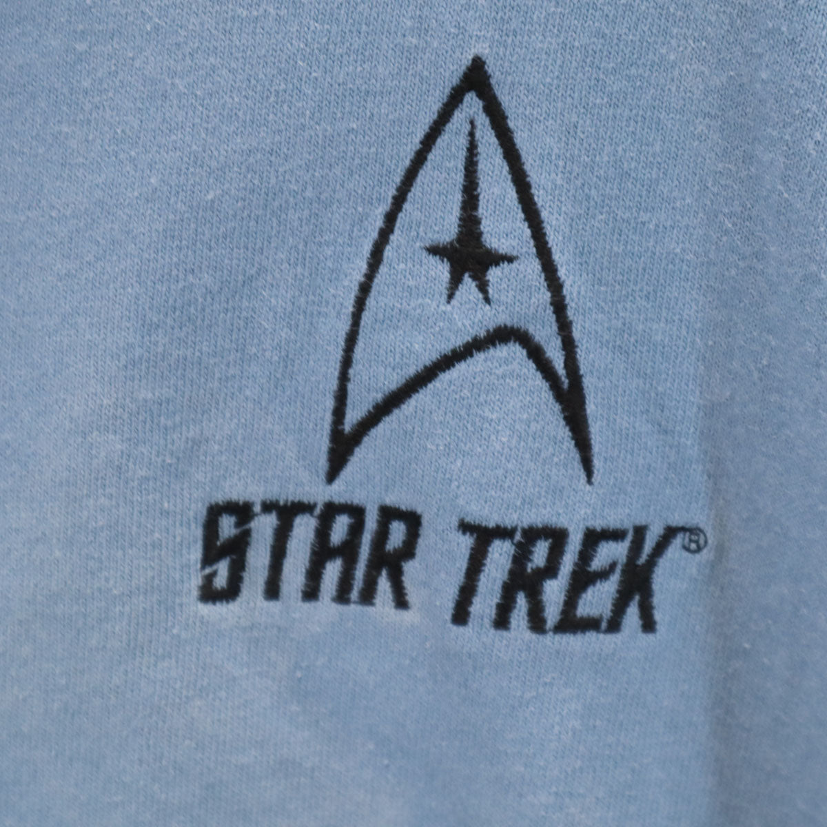 COTTON DELUXE コットンデラックス 90s 00s USA製 オールド STAR TREK刺繍 半袖 ヘンリーネック Tシャツ XL 水色 メンズ