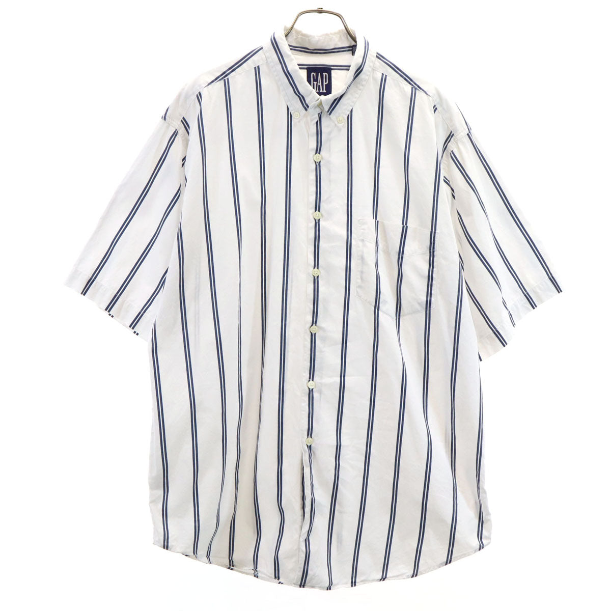 GAP ギャップ 90s オールド ストライプ柄 半袖 ボタンダウンシャツ L ホワイト メンズ