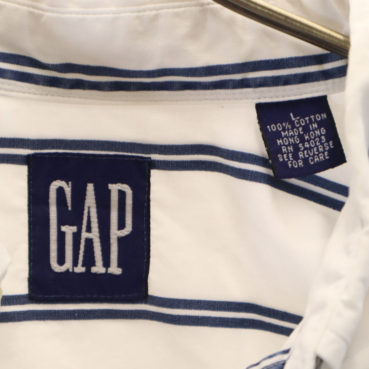 GAP ギャップ 90s オールド ストライプ柄 半袖 ボタンダウンシャツ L ホワイト メンズ