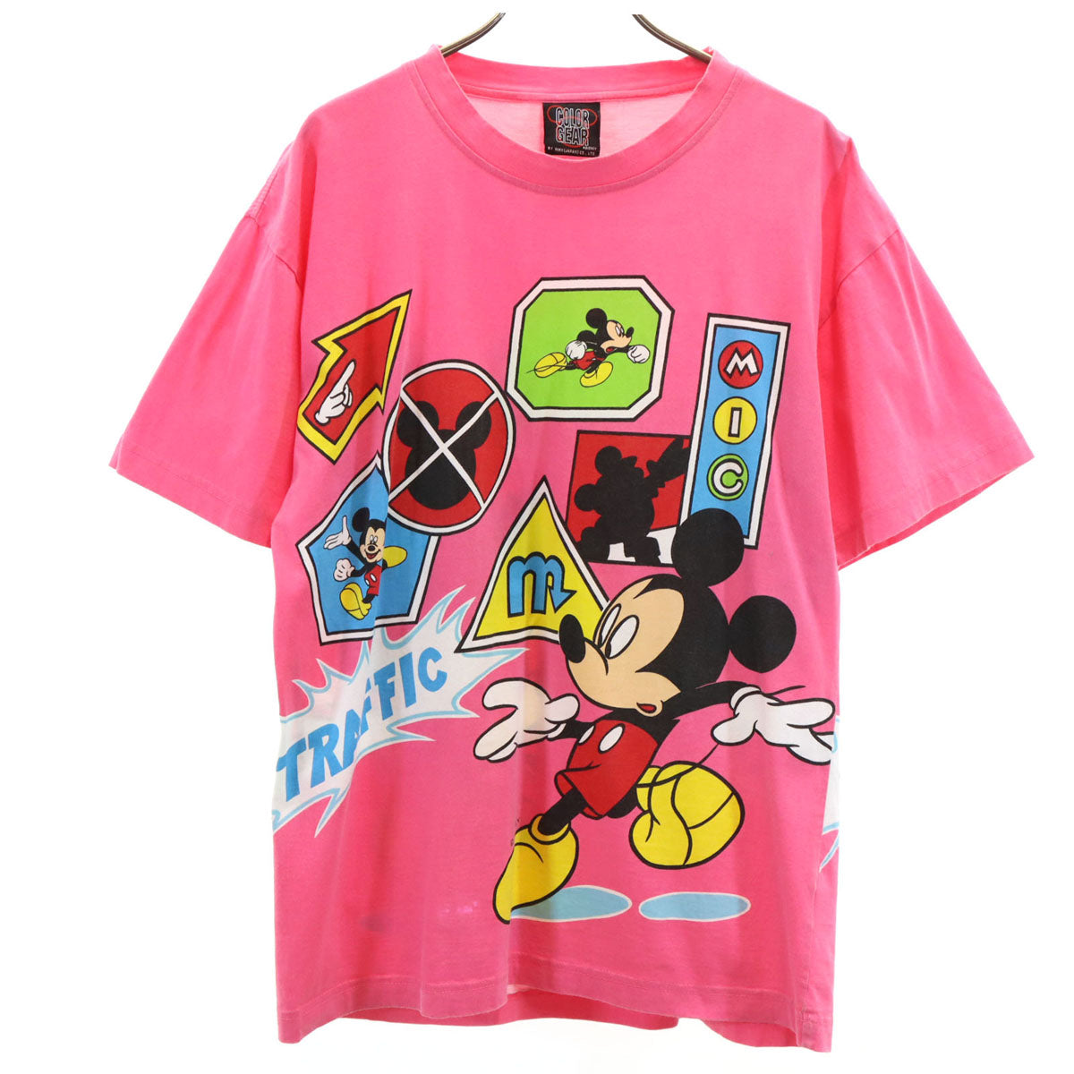 COLOR GEAR カラーギア ミッキーマウス 半袖 Tシャツ ピンク Disney ディズニー メンズ