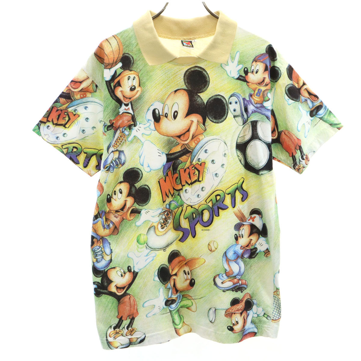 MICKEY UNLIMITED ミッキーアンリミテッド ミッキーマウス 半袖 襟付き Tシャツ S イエロー系 Disney ディズニー メンズ