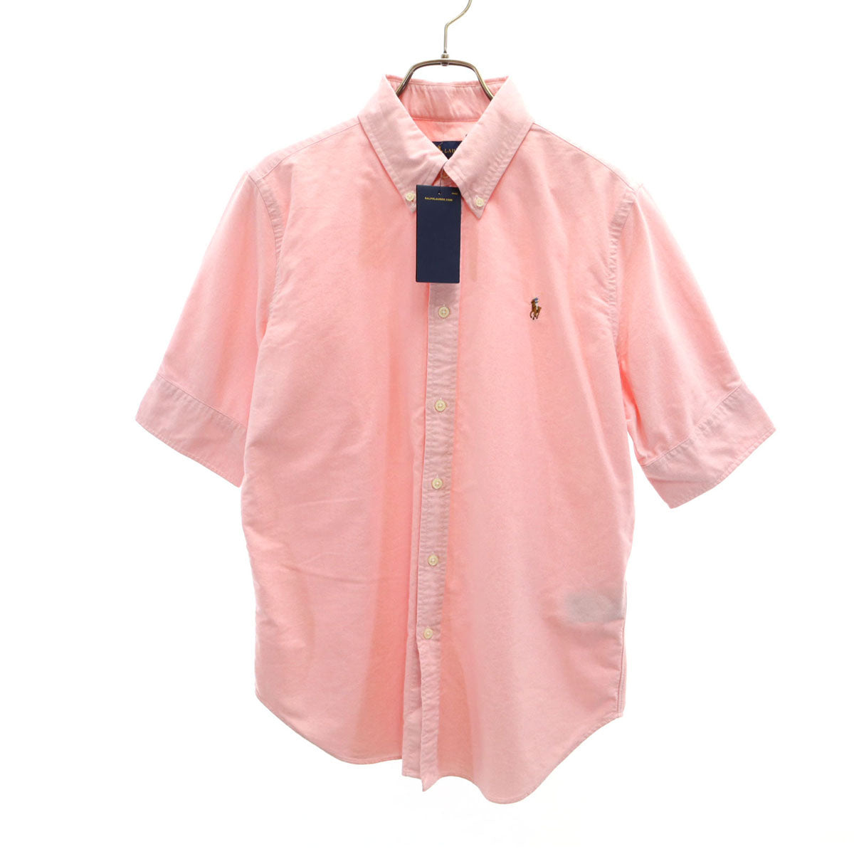 未使用 RALPH LAUREN ラルフローレン 半袖 オックスフォード ボタンダウンシャツ L ピンク SLIM FIT レディース