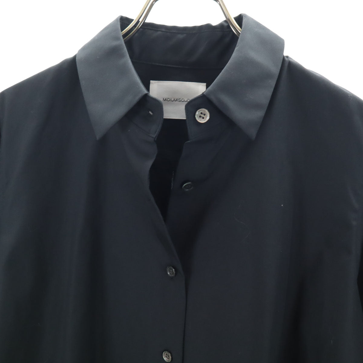 MIDIUMISOLID ミディウミソリッド 日本製 長袖 Aライン シャツ 黒 レディース