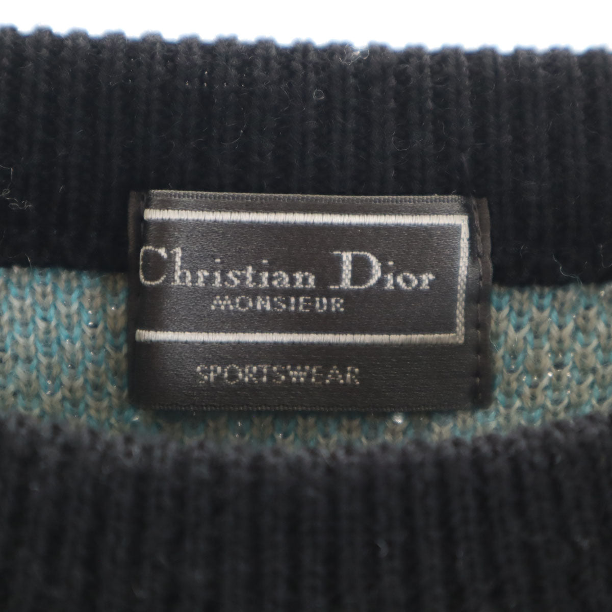Christian Dior MONSIEUR クリスチャンディオール ムッシュ 90s オールド アーガイル柄 長袖 セーター M ブラック ニット メンズ