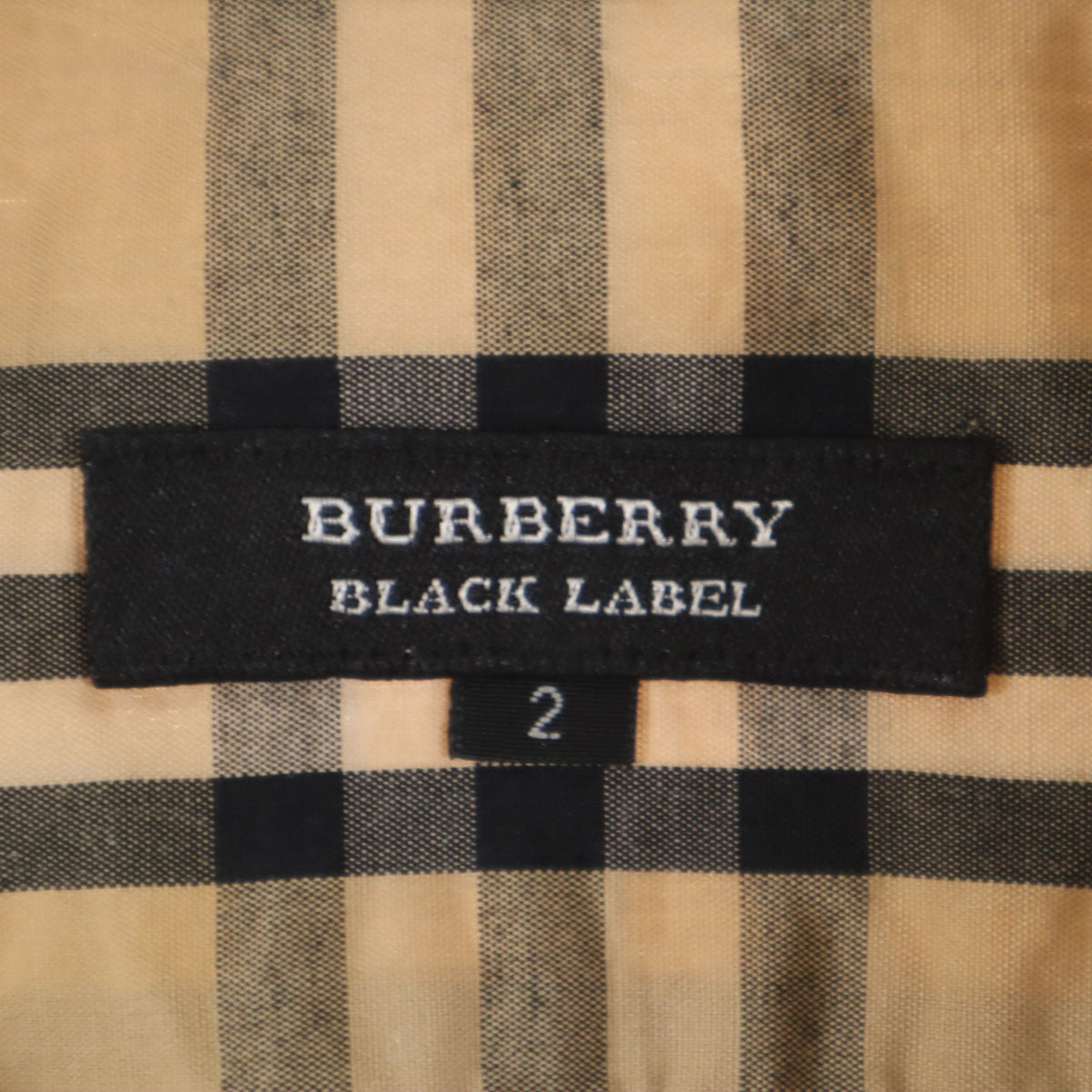 BURBERRY BLACK LABEL バーバリーブラックレーベル 日本製 チェック柄 半袖 ボタンダウンシャツ 2 ベージュ 三陽商会 メンズ