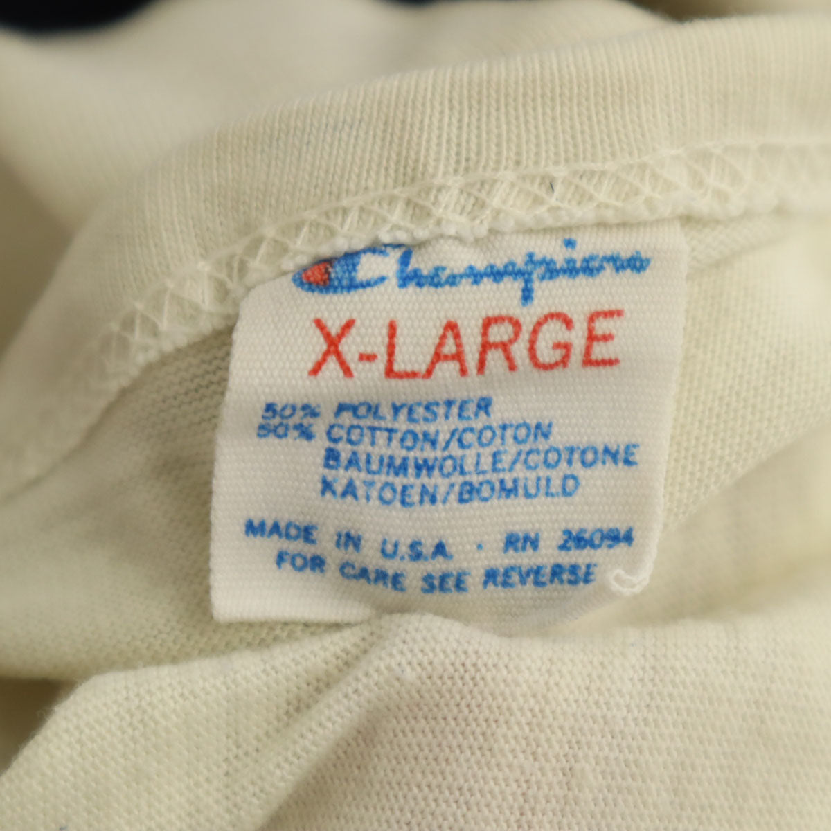 Champion チャンピオン 80s USA製 ヴィンテージ 7分袖 ヘンリーネック Tシャツ XL アイボリー メンズ