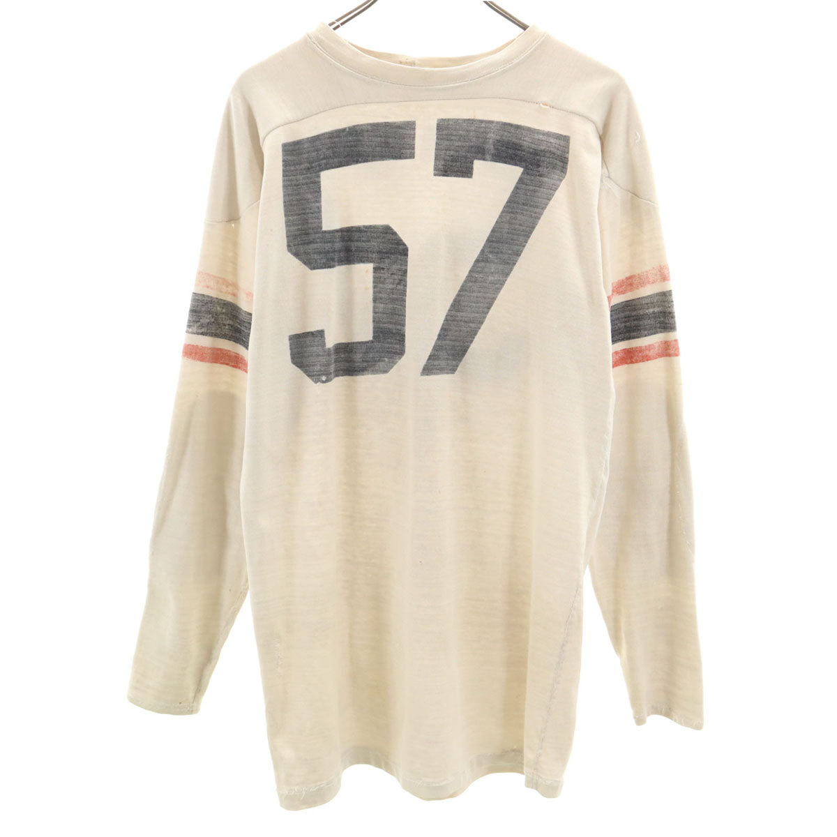 60s ヴィンテージ 57 長袖 Tシャツ ベージュ ロンT フットボールT メンズ