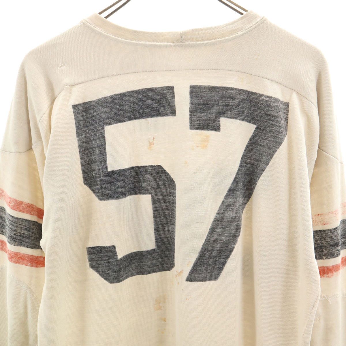 60s ヴィンテージ 57 長袖 Tシャツ ベージュ ロンT フットボールT メンズ