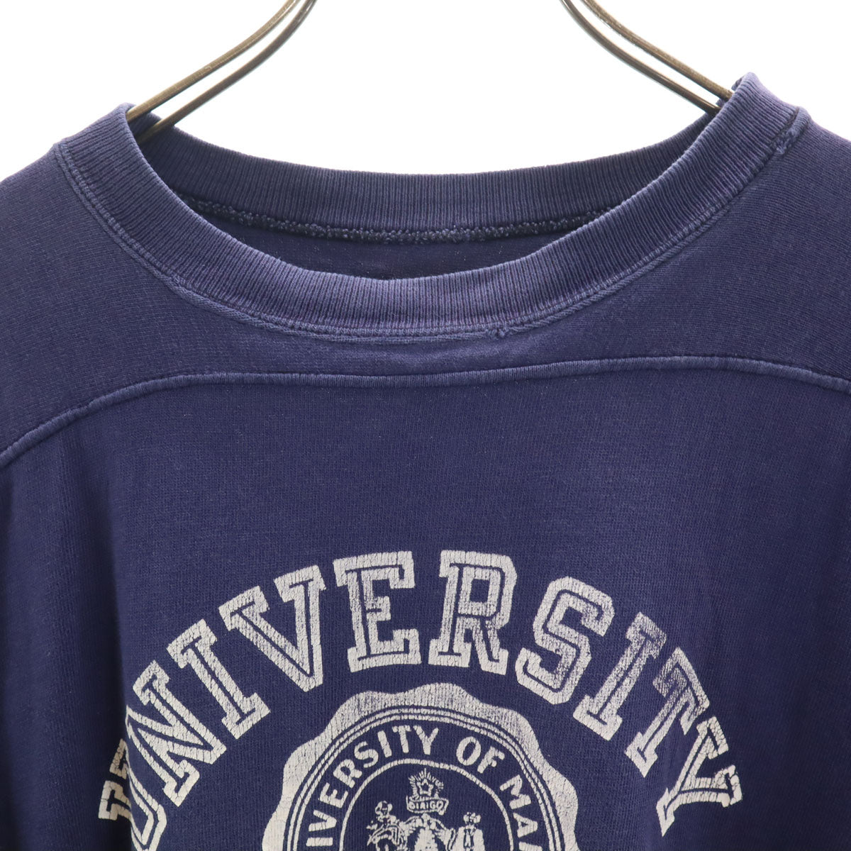Champion チャンピオン 70s ヴィンテージ UNIVERSITY MAINE 7分袖 Tシャツ L ネイビー メンズ