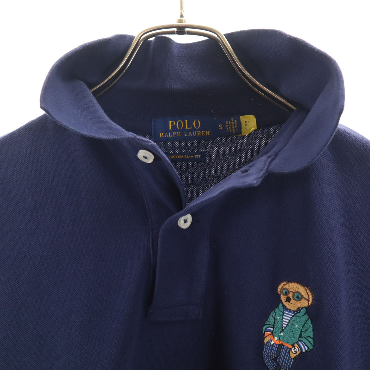 POLO RALPH LAUREN ポロラルフローレン ポロベア 半袖 ポロシャツ S ネイビー 鹿の子地 メンズ