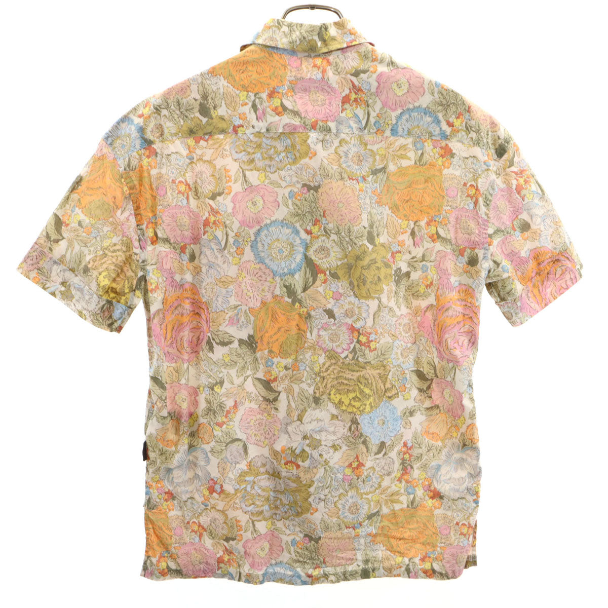 BURBERRY バーバリー 花柄 半袖 オープンカラーシャツ XS アイボリー メンズ