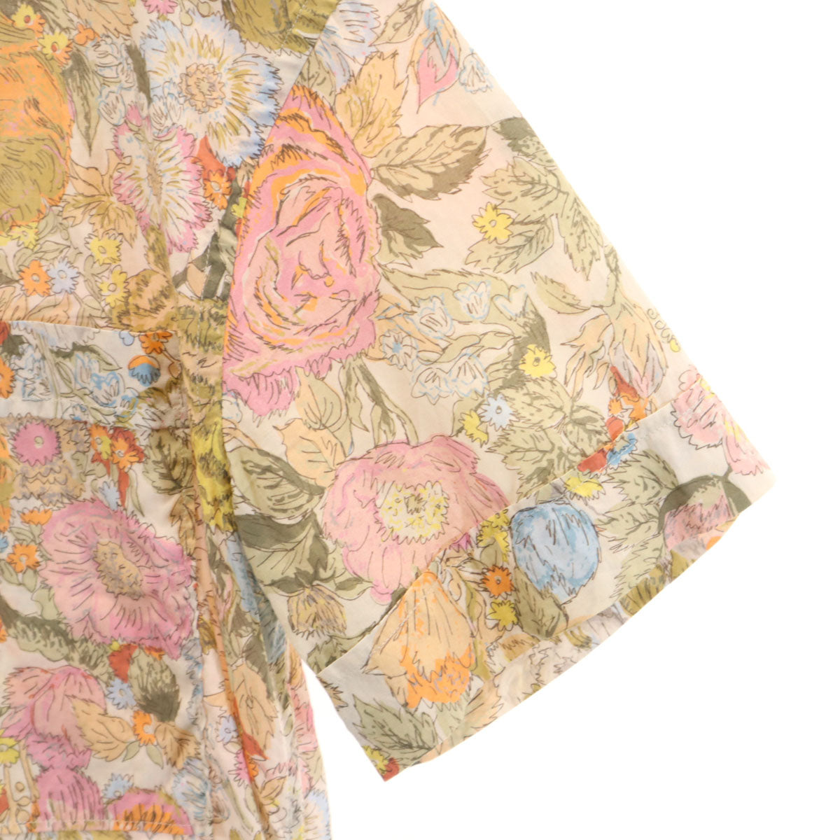 BURBERRY バーバリー 花柄 半袖 オープンカラーシャツ XS アイボリー メンズ