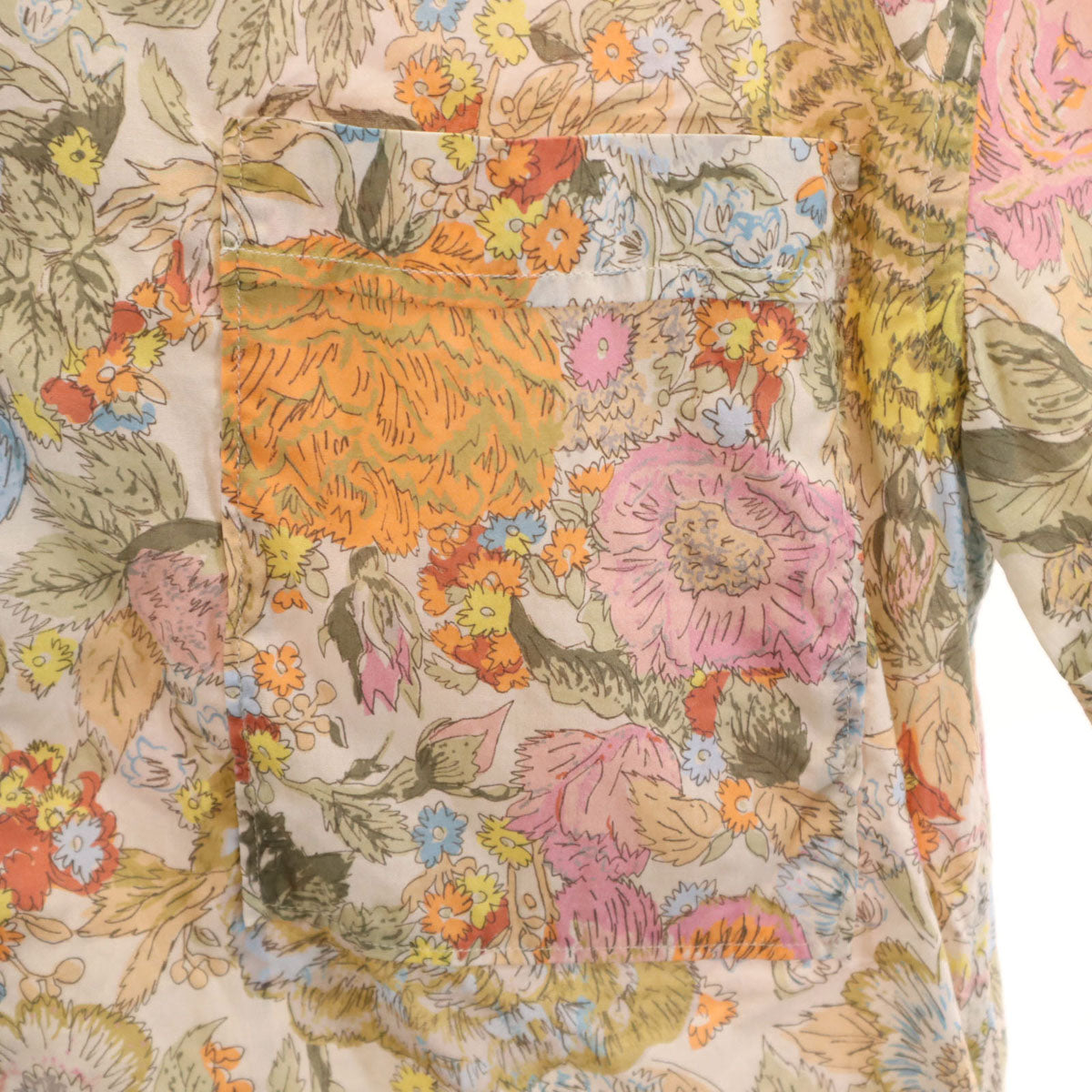 BURBERRY バーバリー 花柄 半袖 オープンカラーシャツ XS アイボリー メンズ