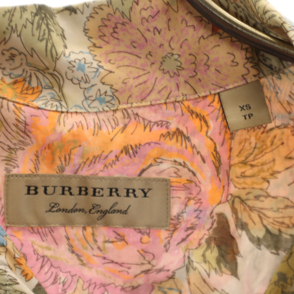 BURBERRY バーバリー 花柄 半袖 オープンカラーシャツ XS アイボリー メンズ