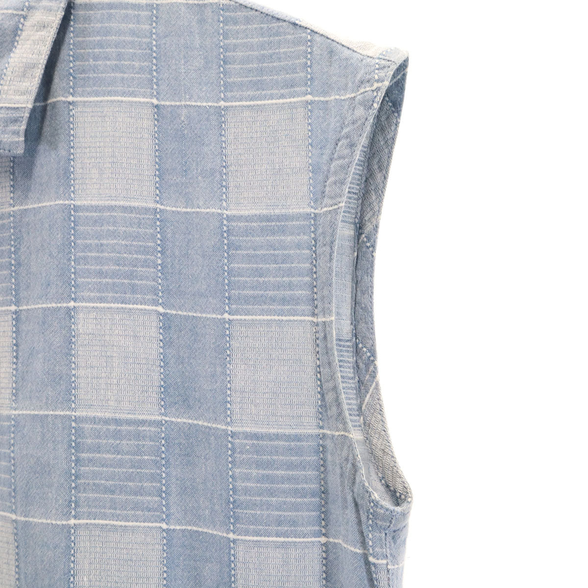I.S. ISSEY MIYAKE アイエス イッセイミヤケ 90s 日本製 オールド チェック柄 ノースリーブ シャツワンピース M ブルーグレー レディース