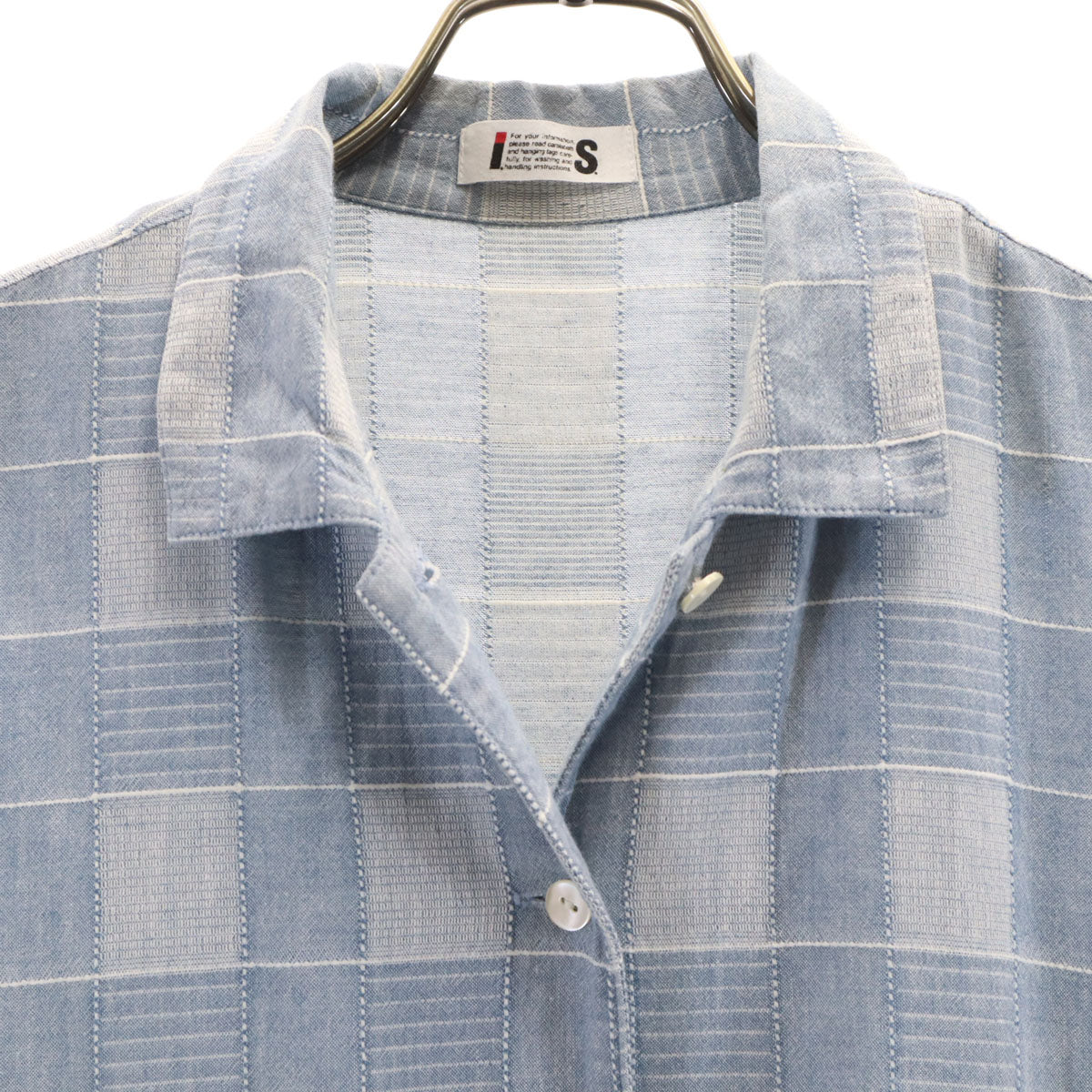 I.S. ISSEY MIYAKE アイエス イッセイミヤケ 90s 日本製 オールド チェック柄 ノースリーブ シャツワンピース M ブルーグレー レディース