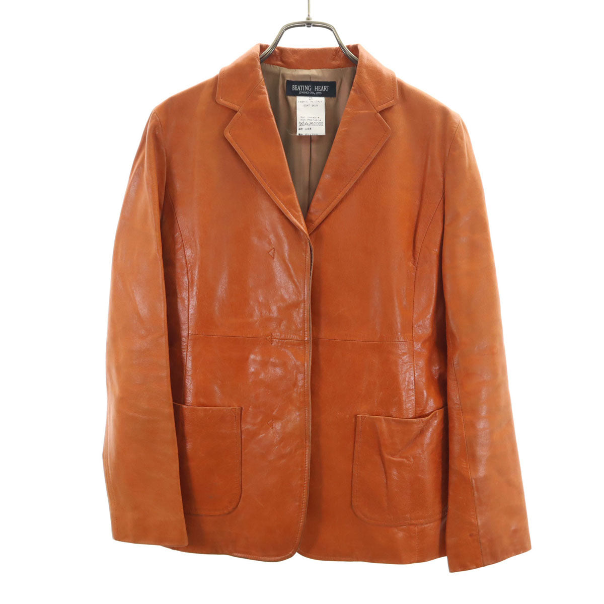 PAGELO オレンジ レザー テーラードジャケット M 2way ラムレザー PAGELO オレンジ レザー テーラードジャケット M 2way ラムレザー