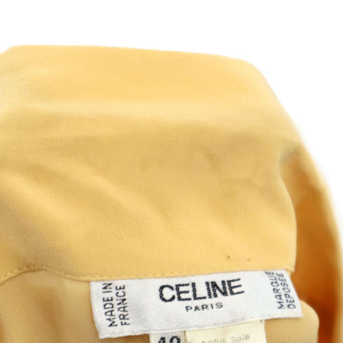 CELINE セリーヌ 90s フランス製 シルク オールド ジェーシーシ 長袖 シャツ 42 イエローオレンジ レディース