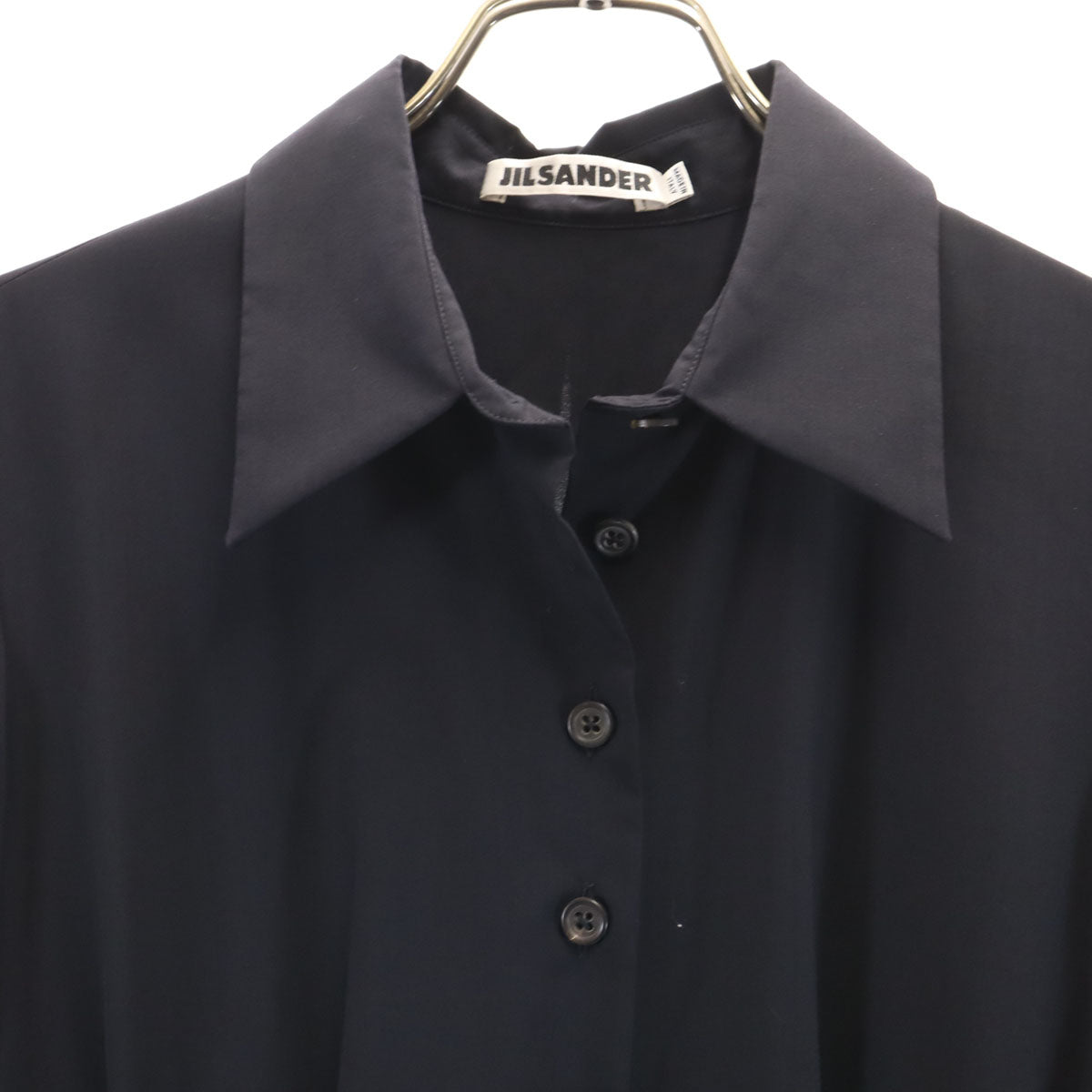 JIL SANDER ジルサンダー イタリア製 長袖 シャツワンピース 34 濃紺 レディース