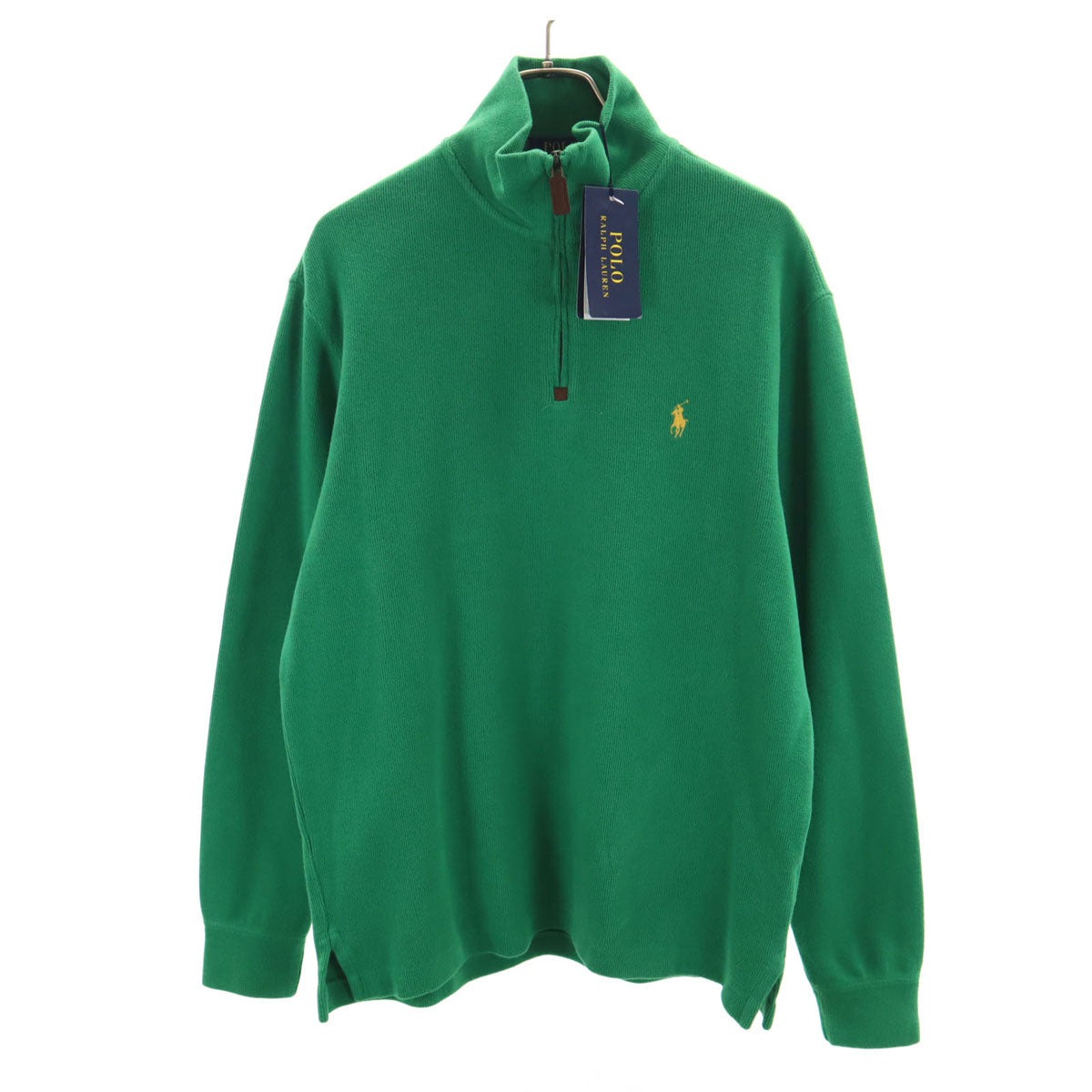 美品 POLO RALPH LAUREN ポロラルフローレン 長袖 ハーフジップ ニット S グリーン メンズ