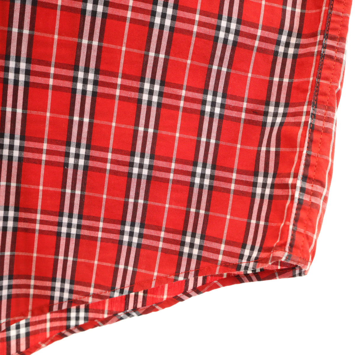美品 BURBERRY LONDON BLUE LABEL バーバリー ロンドン ブルーレーベル 日本製 チェック柄 半袖 シャツ M レッド 三陽商会 メンズ