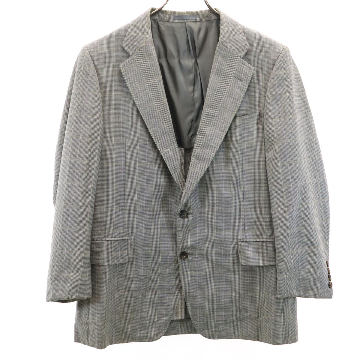 Burberrys バーバリーズ 90s オールド ウールブレンド チェック柄 テーラードジャケット 96-86-170AB5 グレー C-TK83 メンズ