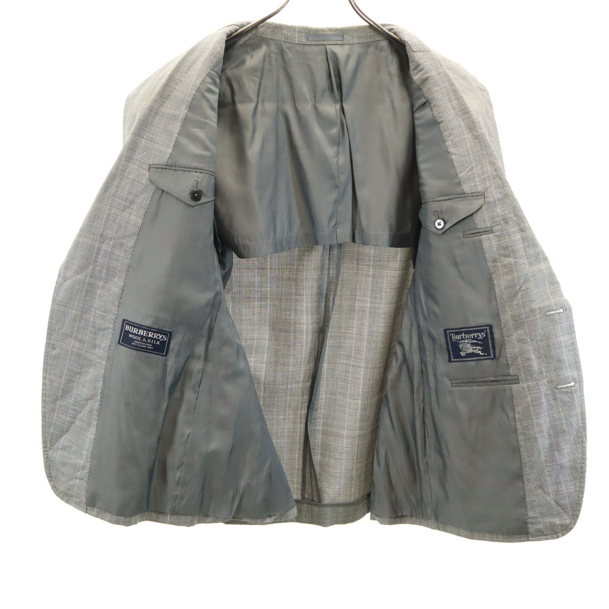Burberrys バーバリーズ 90s オールド ウールブレンド チェック柄 テーラードジャケット 96-86-170AB5 グレー C-TK83 メンズ