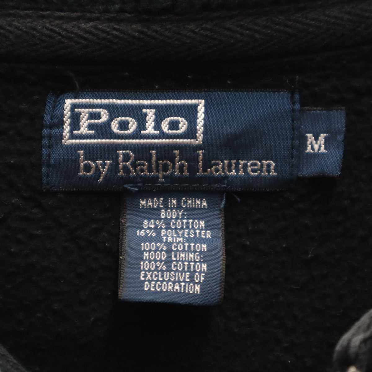 Polo by Ralph Lauren ポロバイラルフローレン 長袖 スウェット ジップパーカー M ブラック 裏起毛 メンズ