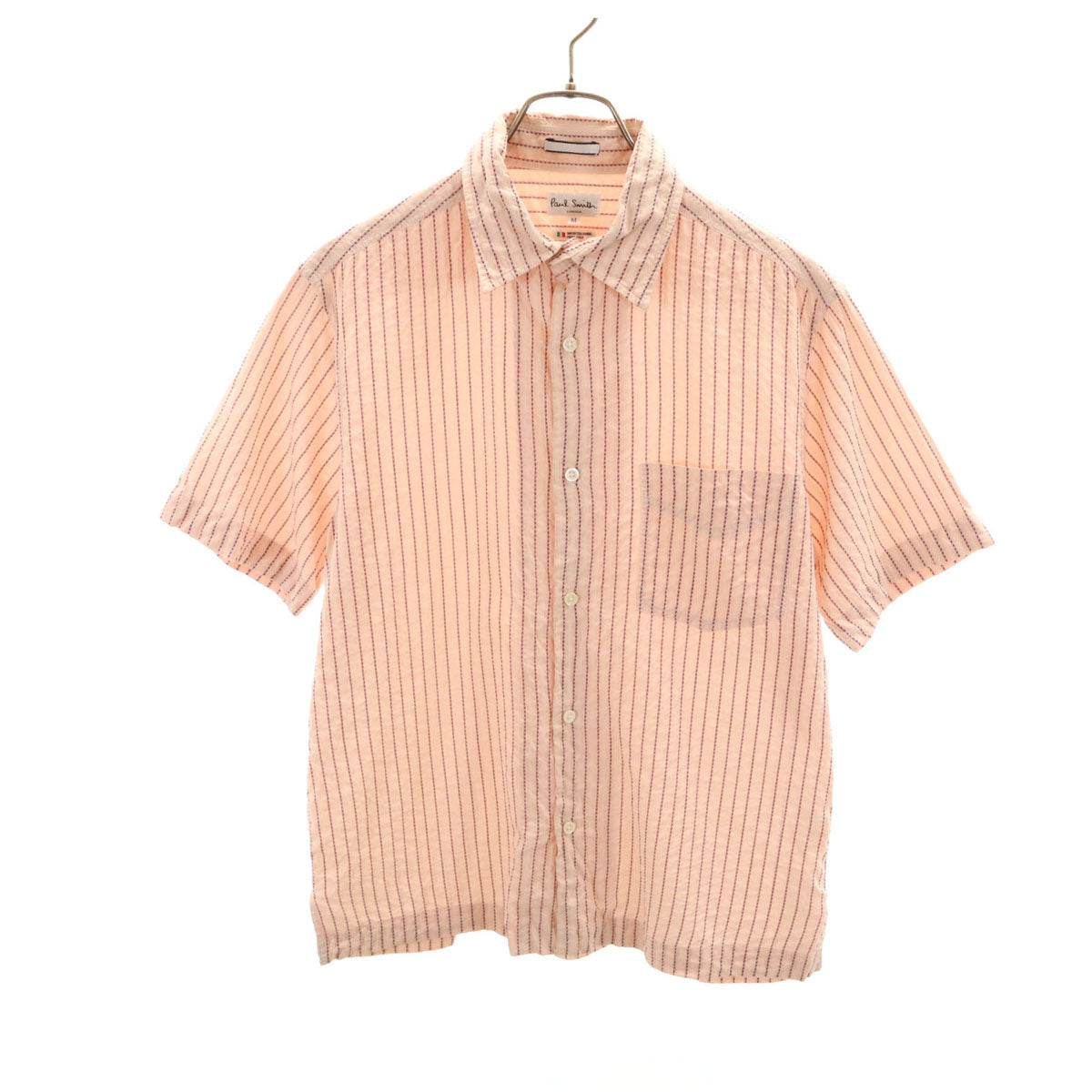 Paul Smith LONDON ポールスミスロンドン ストライプ柄 半袖 シアサッカー シャツ M ピンク メンズ
