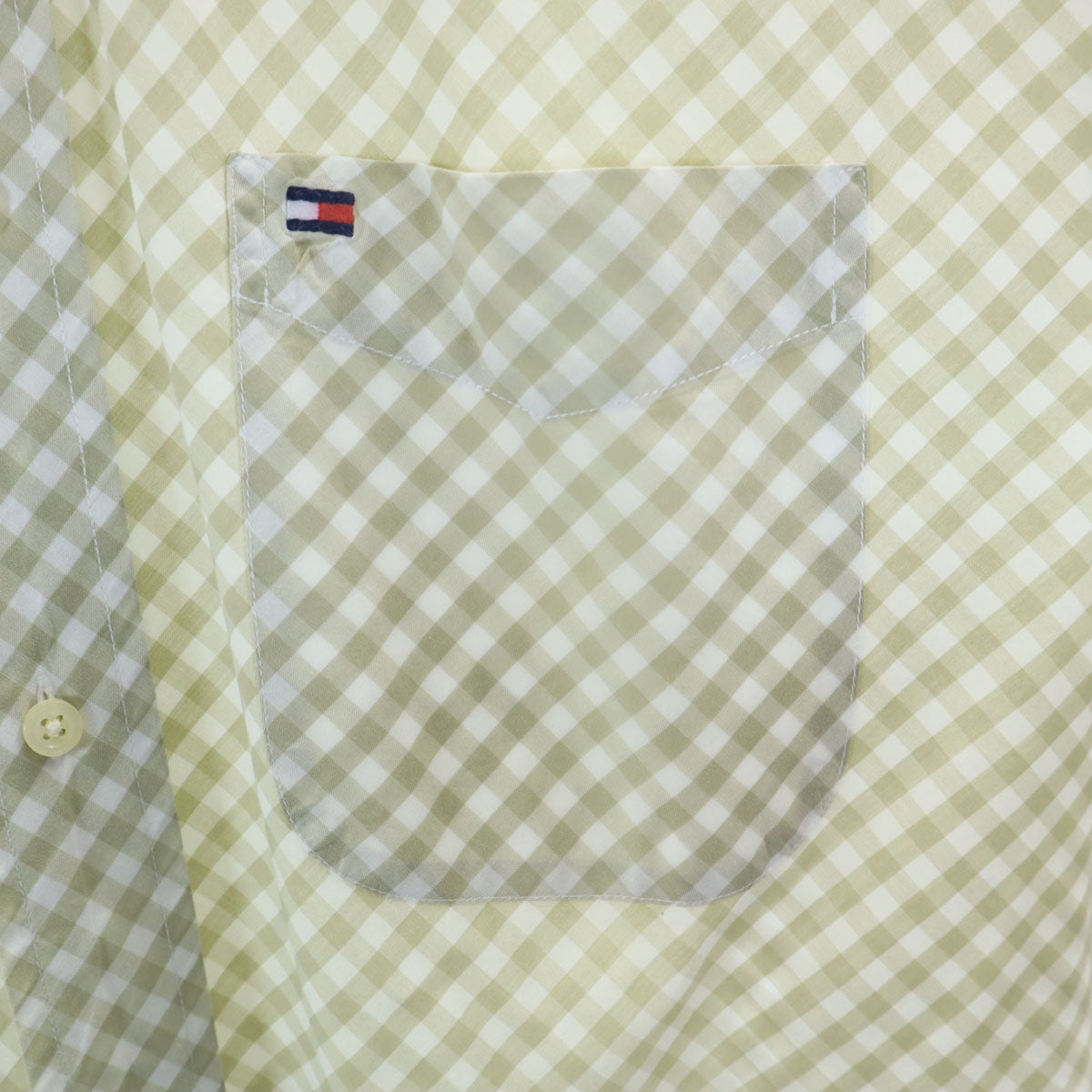 TOMMY HILFIGER トミーヒルフィガー 90s オールド フラッグタグ ギンガムチェック柄 長袖 ボタンダウンシャツ M ライトグリーン メンズ