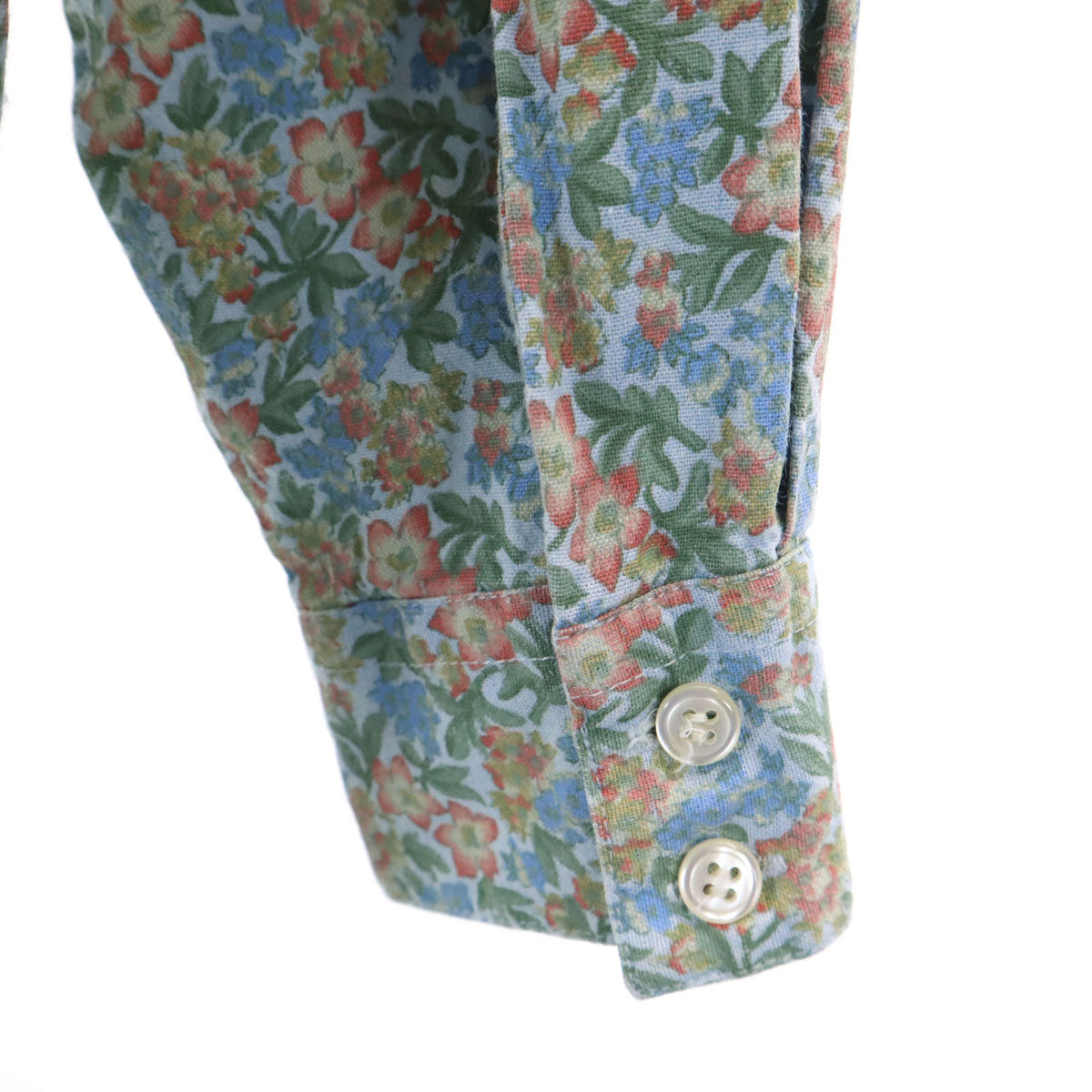 GAP ギャップ 90s オールド 紺タグ 花柄 長袖 コットンシャツ S ライトブルー レディース