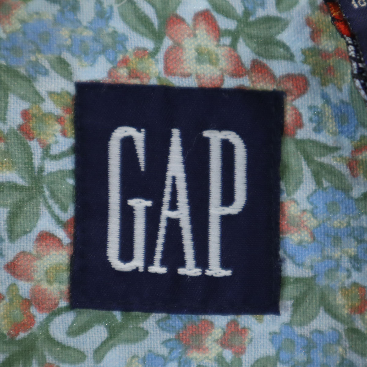 GAP ギャップ 90s オールド 紺タグ 花柄 長袖 コットンシャツ S ライトブルー レディース