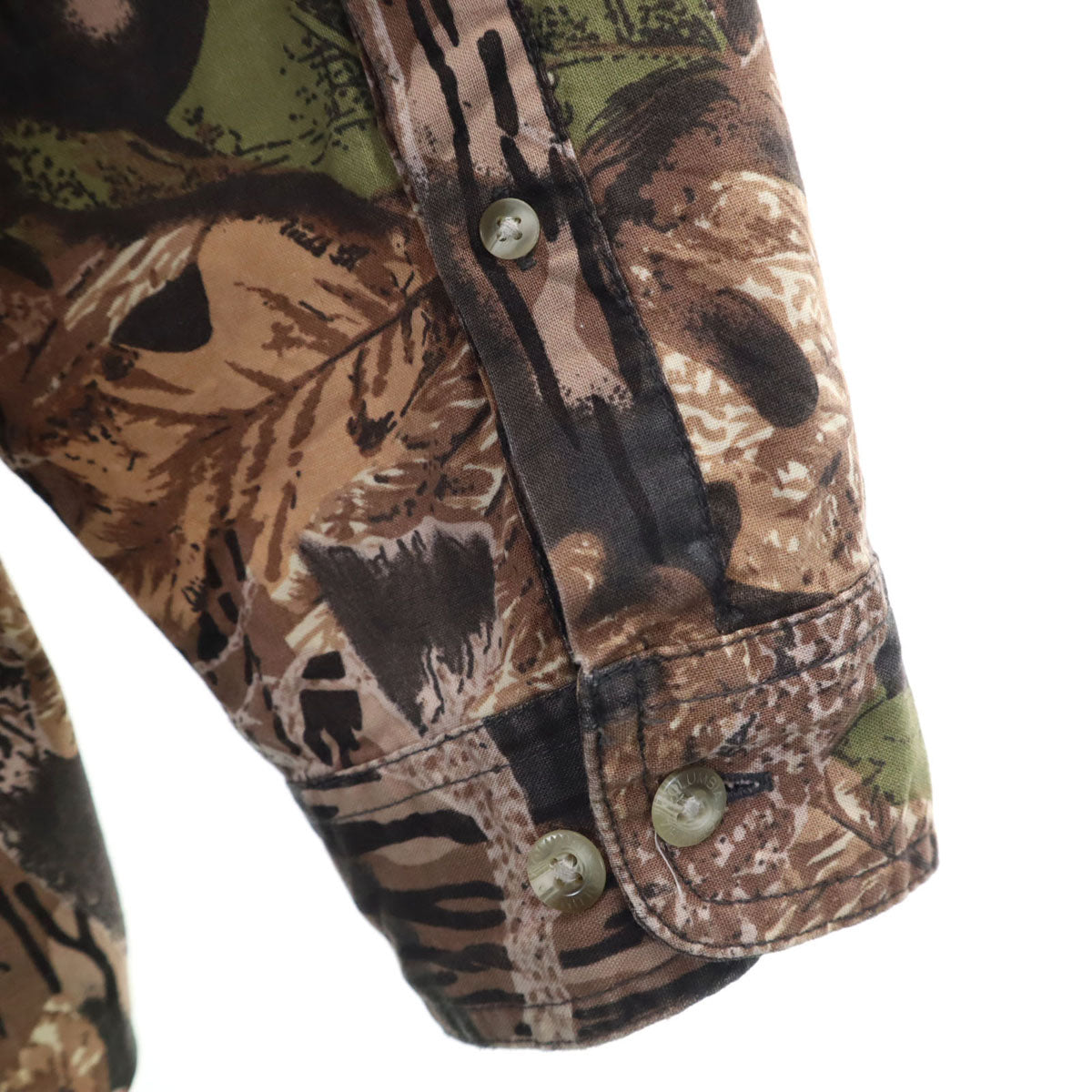 Columbia コロンビア 90s オールド リアルツリーカモ柄 長袖 コットンシャツ XXL ブラウン 裏地メッシュ アウトドア メンズ