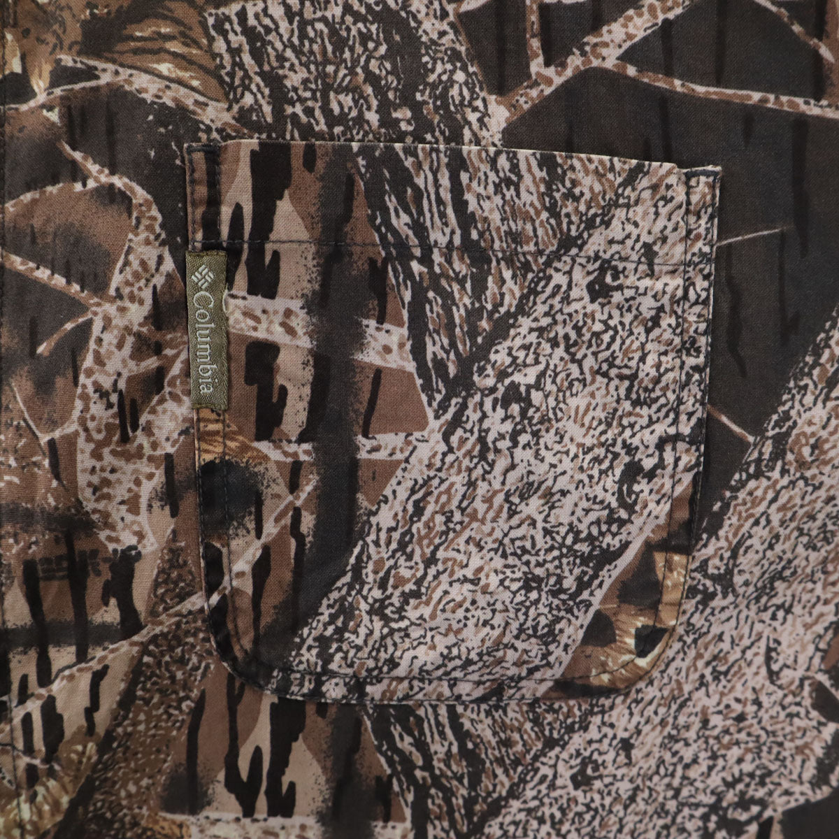 Columbia コロンビア 90s オールド リアルツリーカモ柄 長袖 コットンシャツ XXL ブラウン 裏地メッシュ アウトドア メンズ