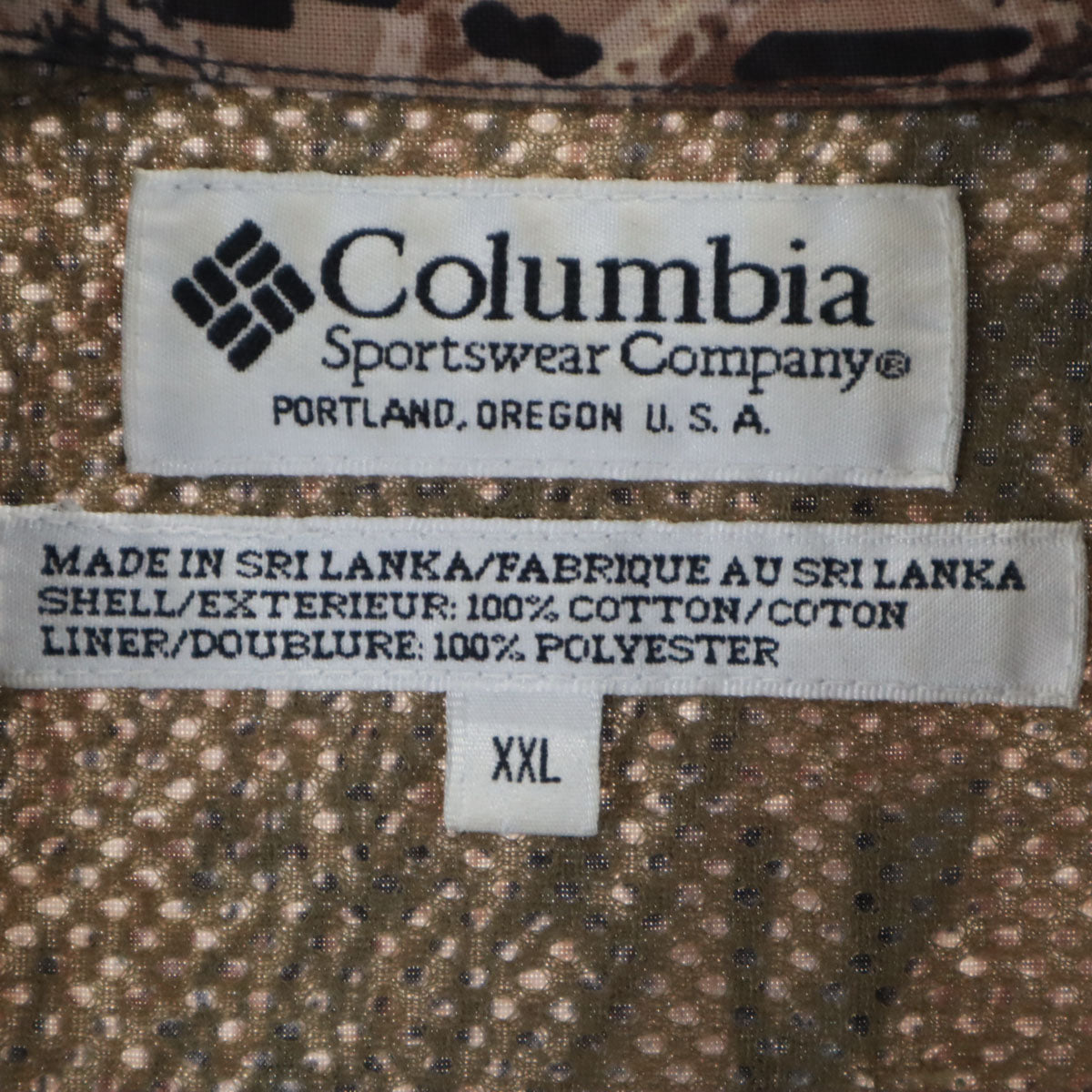 Columbia コロンビア 90s オールド リアルツリーカモ柄 長袖 コットンシャツ XXL ブラウン 裏地メッシュ アウトドア メンズ
