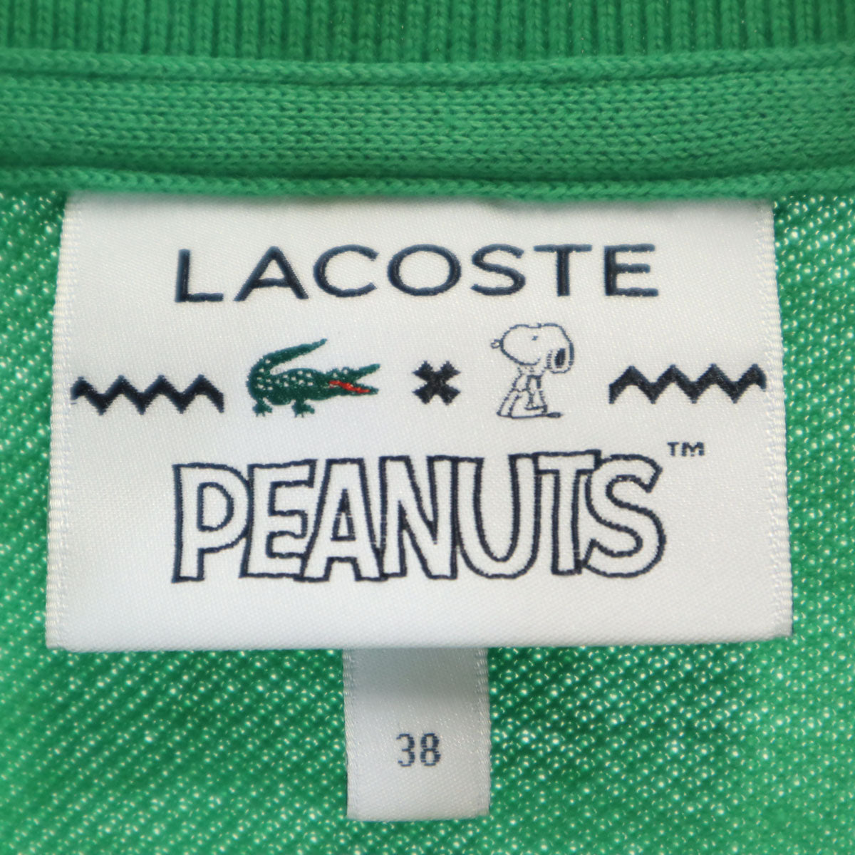 LACOSTE ラコステ PEANUTS ピーナッツ コラボ スヌーピー 半袖 ポロ ワンピース 38 グリーン SNOOPY レディース