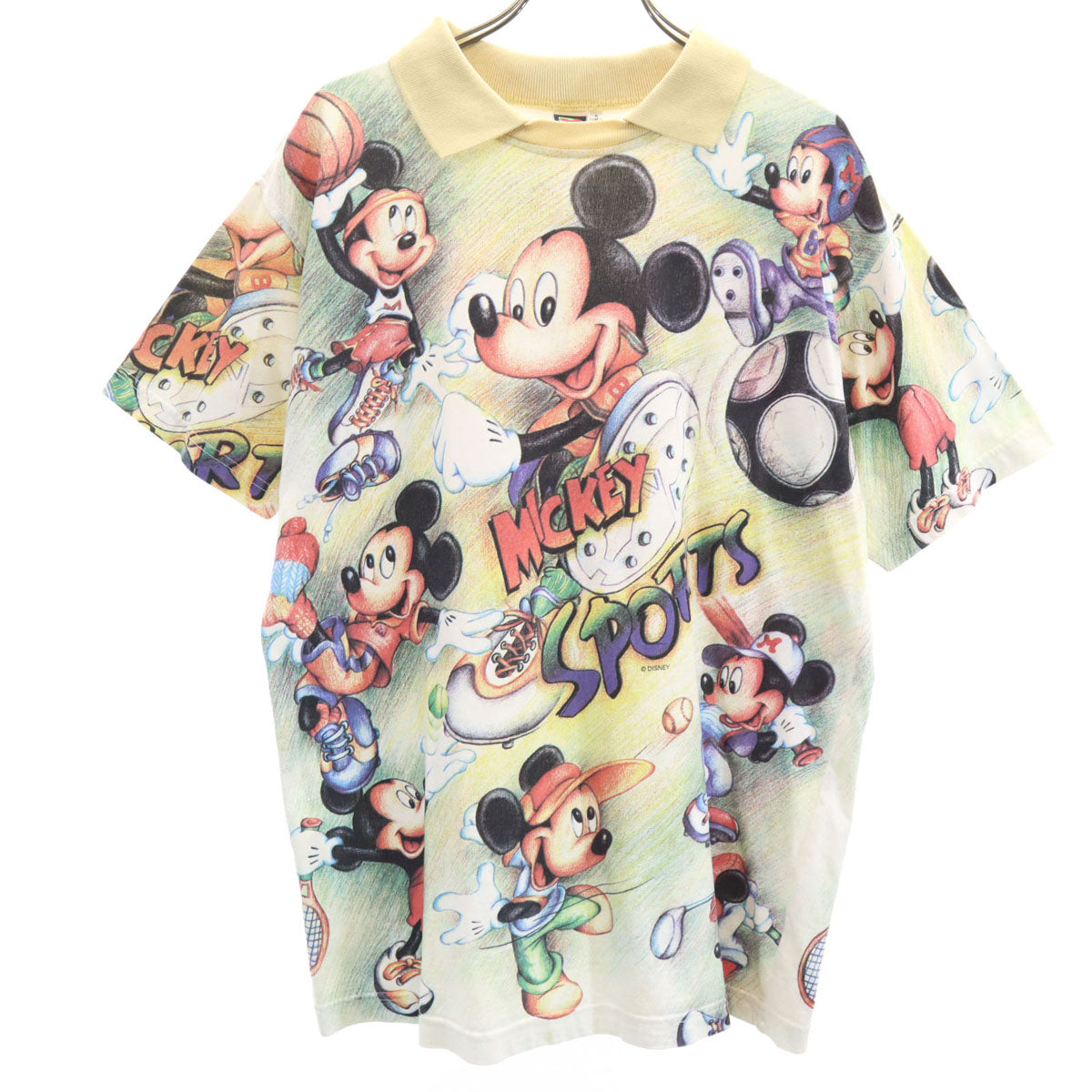 MICKEY UNLIMITED ミッキーアンリミテッド 00s オールド ミッキーマウス 半袖 襟付き Tシャツ S クリーム系 Disney ディズニー メンズ