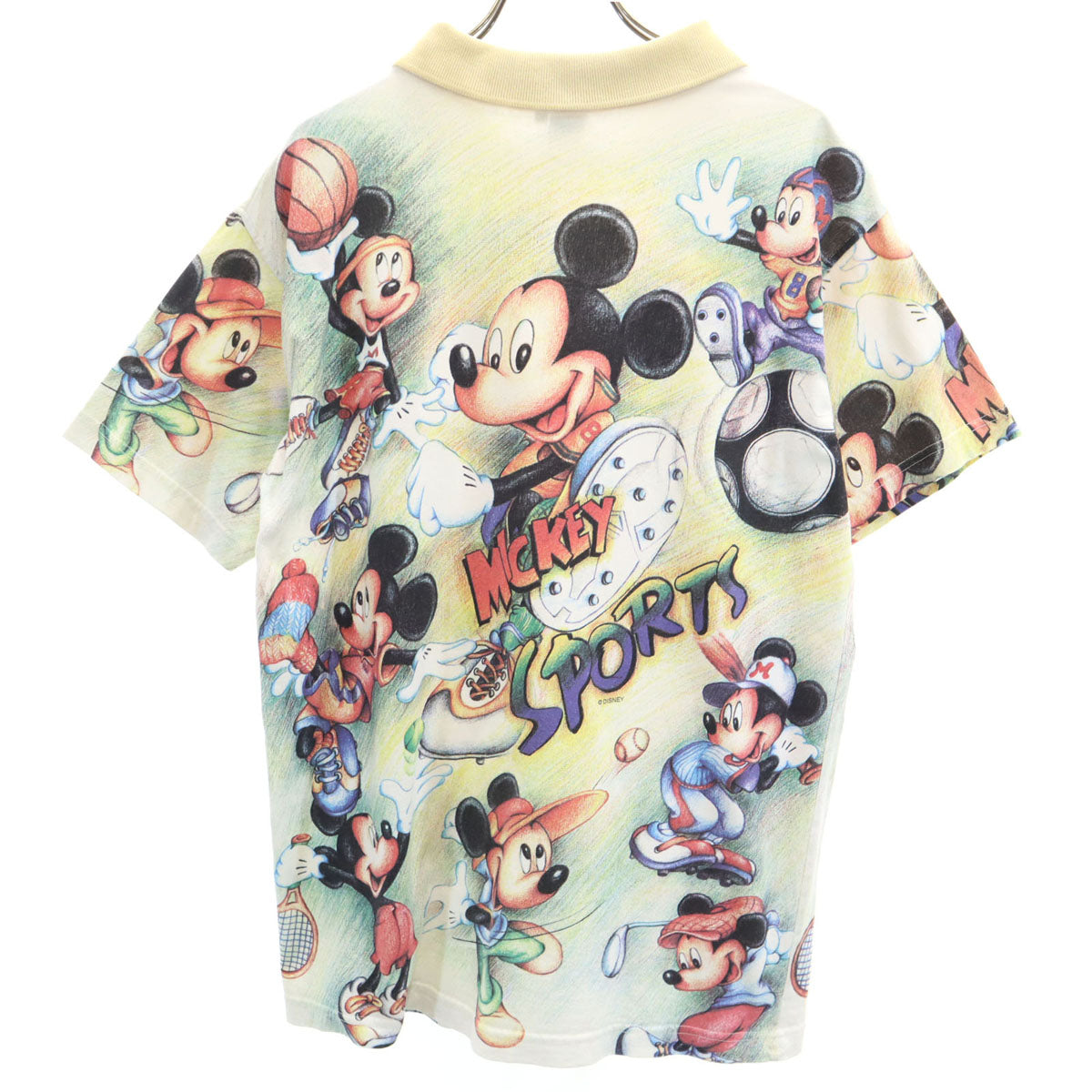 MICKEY UNLIMITED ミッキーアンリミテッド 00s オールド ミッキーマウス 半袖 襟付き Tシャツ S クリーム系 Disney ディズニー メンズ