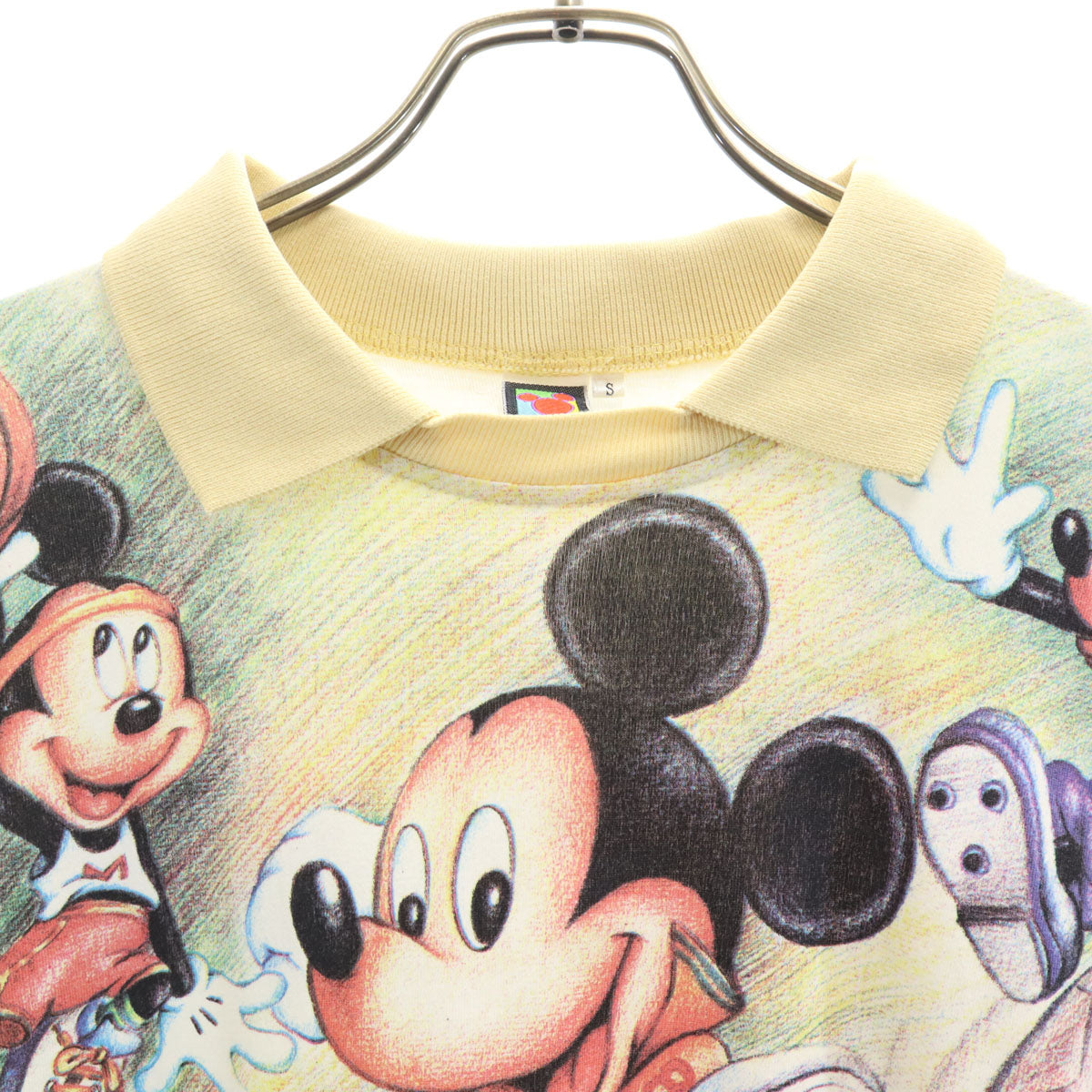 MICKEY UNLIMITED ミッキーアンリミテッド 00s オールド ミッキーマウス 半袖 襟付き Tシャツ S クリーム系 Disney ディズニー メンズ