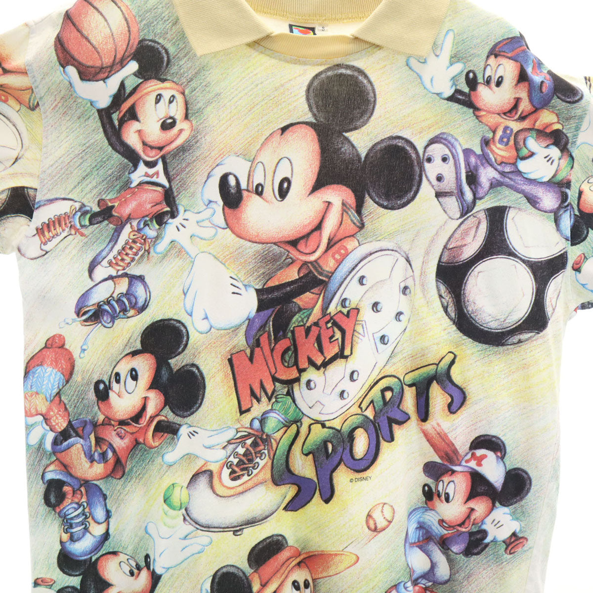 MICKEY UNLIMITED ミッキーアンリミテッド 00s オールド ミッキーマウス 半袖 襟付き Tシャツ S クリーム系 Disney ディズニー メンズ
