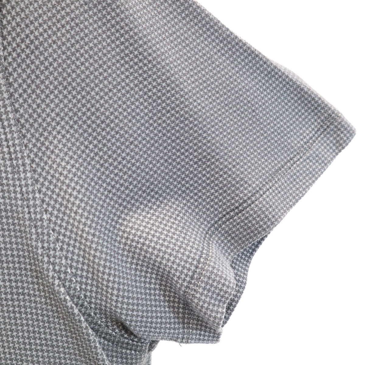 Emporio Armani エンポリオアルマーニ ハウンドトゥース柄 半袖 ヘンリーネック Tシャツ S グレー 千鳥格子 メンズ