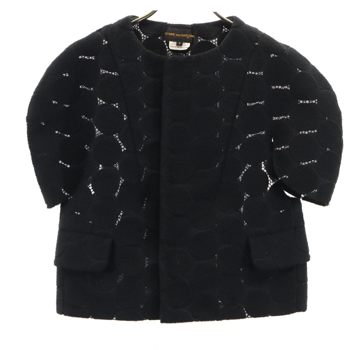 COMME des GARCONS コムデギャルソン 2008年 日本製 ドット柄 エンブロイダリーレース ジャケット S ブラック レディース