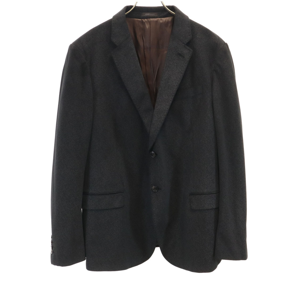 ARMANI COLLEZIONI アルマーニコレッツォーニ ヘリンボーン柄 テーラードジャケット 54 チャコールグレー メンズ