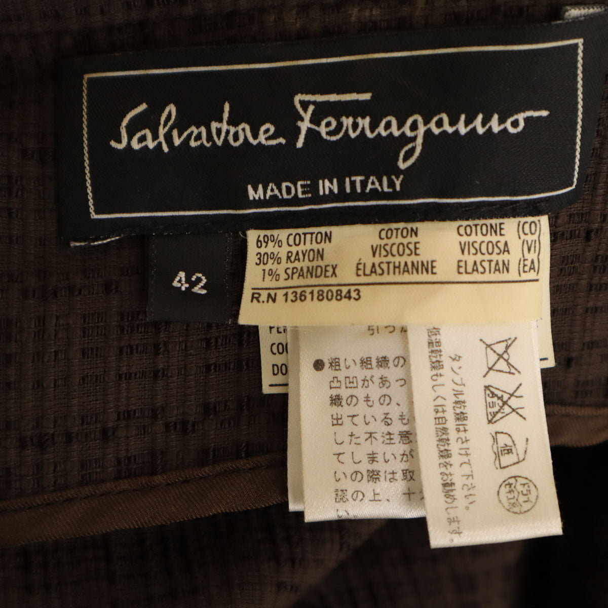 Salvatore Ferragamo サルヴァトーレフェラガモ イタリア製 ジャケット 42 ブラウン レディース